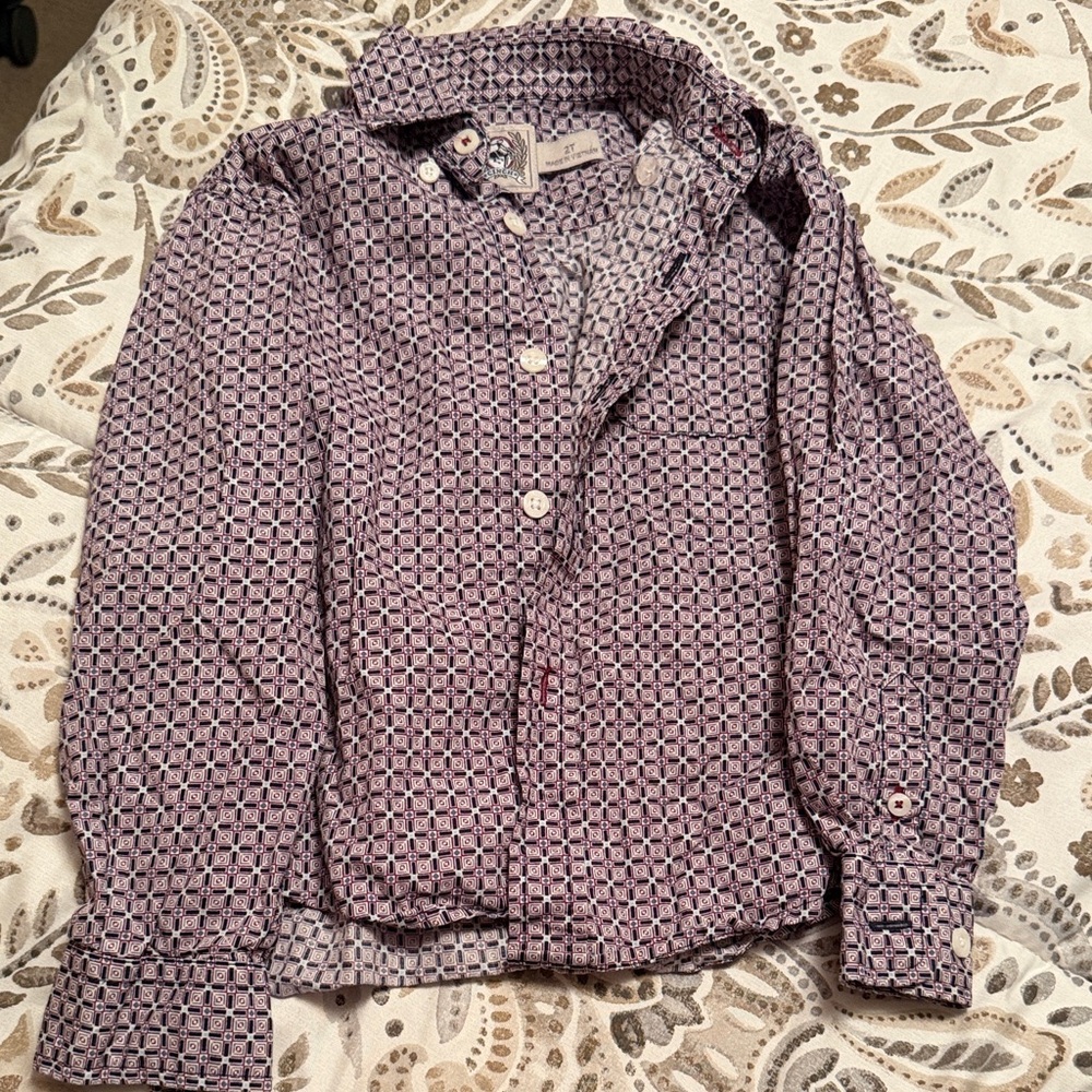 Cinch Purple Patterned Kids Button Down Shirt
